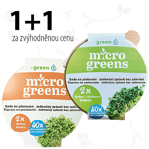 1 + 1 inGreen Microgreens HOŘČICE + ŘEDKEV DAIKON