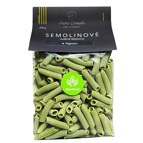 PASTA DANIELA Těstoviny semolinové špenátové - Rigatoni 350 g