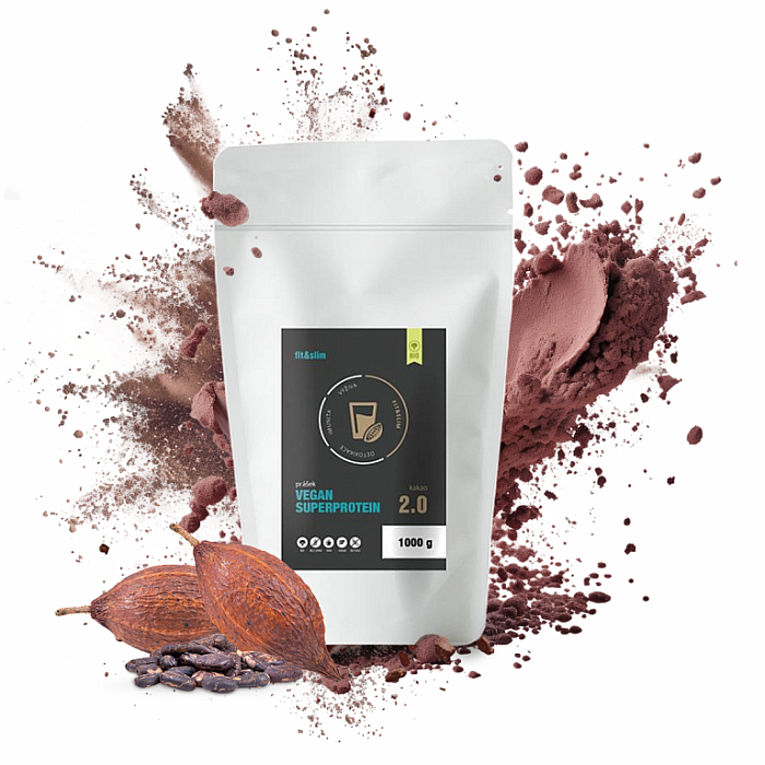 Balíček zdraví SUPERPROTEIN 2.0 SE SUPERFOODS (MACA, GOJI, ACAI) 1000 G KAKAO