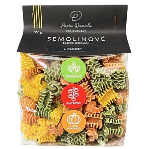 PASTA DANIELA Těstoviny semolinové MIX špenát-dýně-rajče - Radiatori 350 g